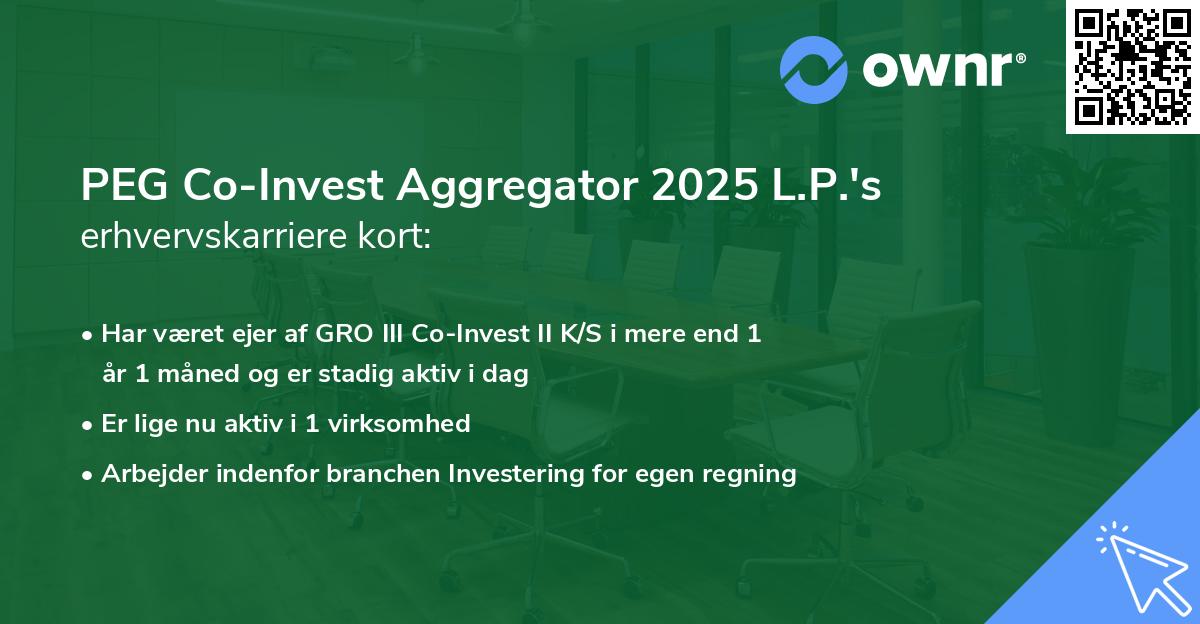 PEG Co-Invest Aggregator 2025 L.P.'s erhvervskarriere kort