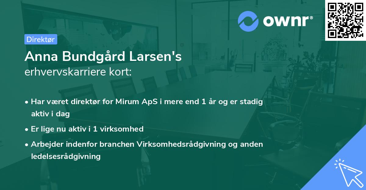 Anna Bundgård Larsen's erhvervskarriere kort