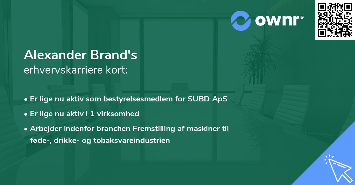 Alexander Brand's erhvervskarriere kort