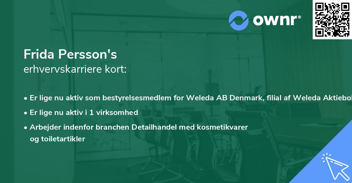 Frida Persson's erhvervskarriere kort