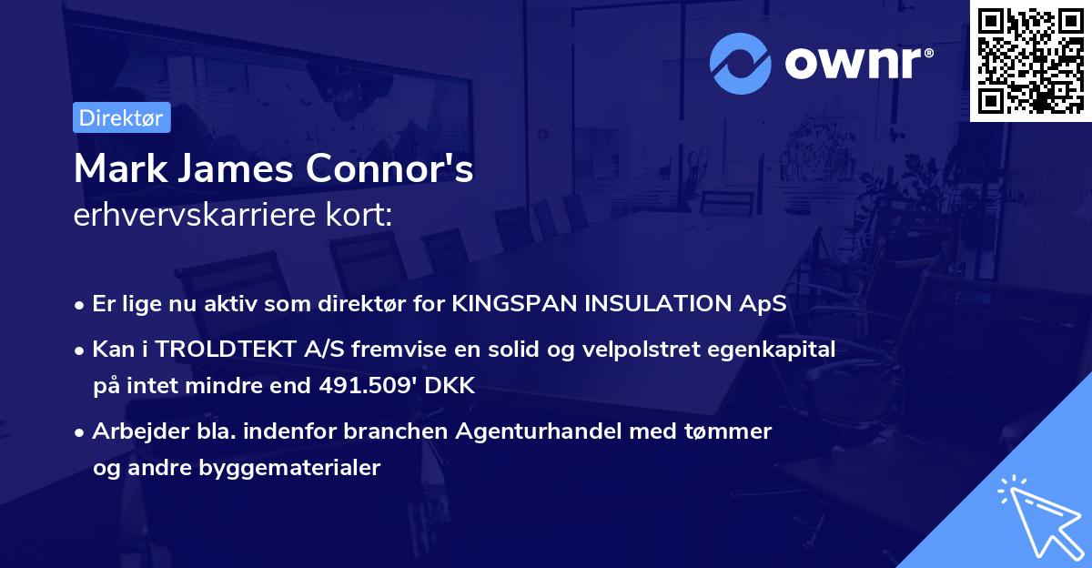 Mark James Connor's erhvervskarriere kort
