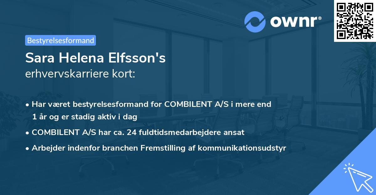 Sara Helena Elfsson's erhvervskarriere kort