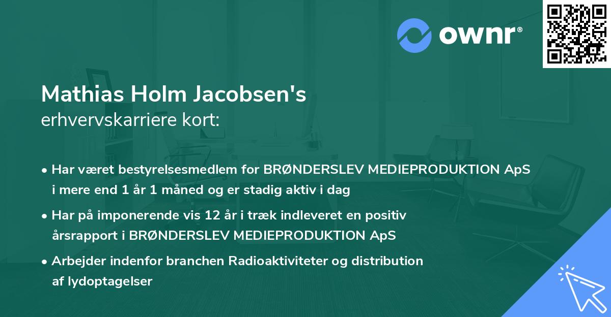 Mathias Holm Jacobsen's erhvervskarriere kort