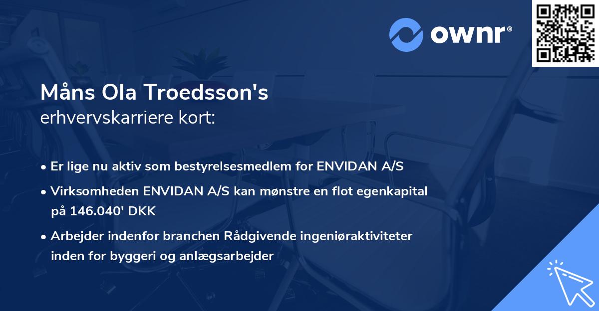 Måns Ola Troedsson's erhvervskarriere kort