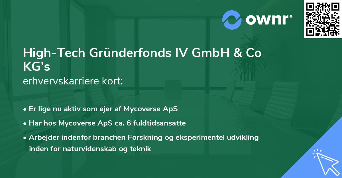 High-Tech Gründerfonds IV GmbH & Co KG's erhvervskarriere kort
