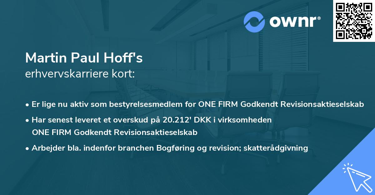 Martin Paul Hoff's erhvervskarriere kort