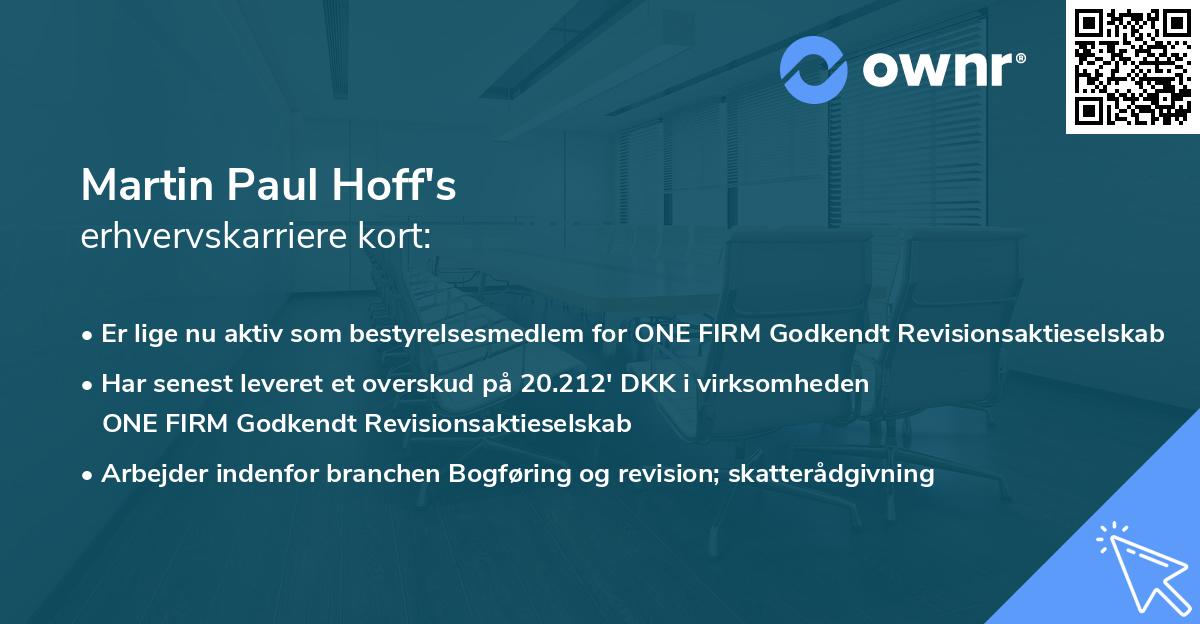 Martin Paul Hoff's erhvervskarriere kort