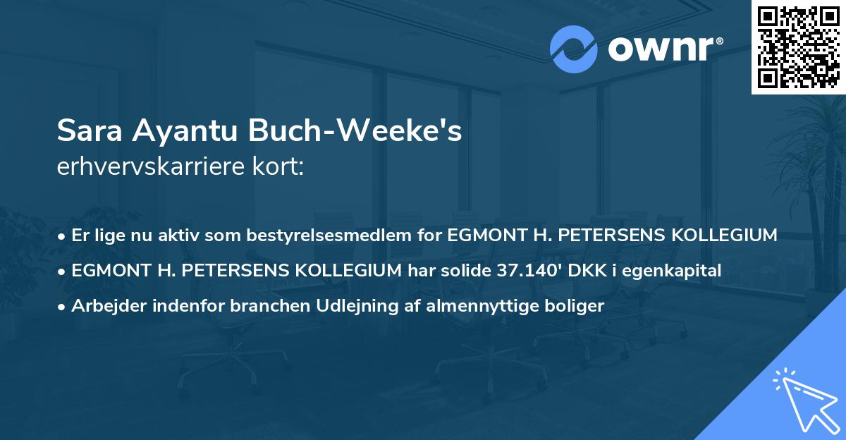 Sara Ayantu Buch-Weeke's erhvervskarriere kort