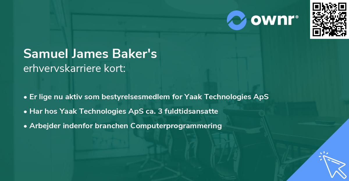 Samuel James Baker's erhvervskarriere kort