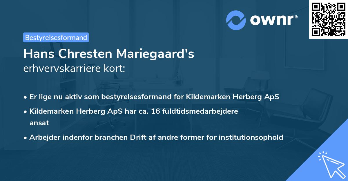 Hans Chresten Mariegaard's erhvervskarriere kort