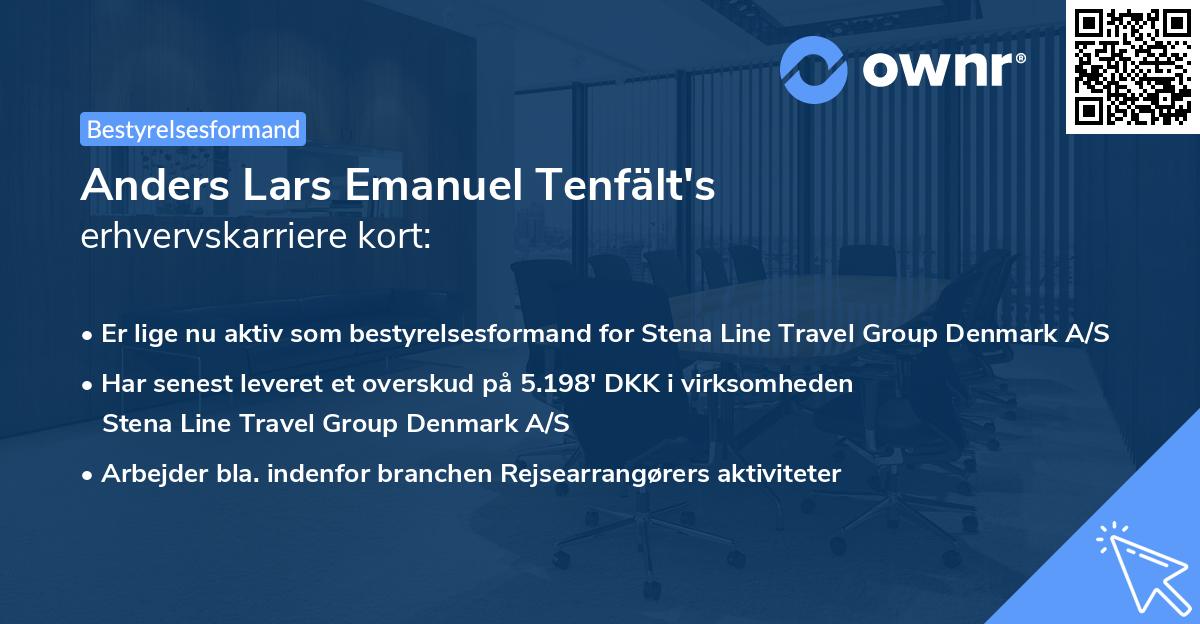 Anders Lars Emanuel Tenfält's erhvervskarriere kort