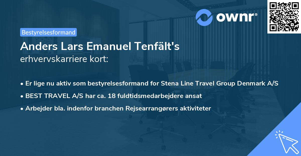 Anders Lars Emanuel Tenfält's erhvervskarriere kort