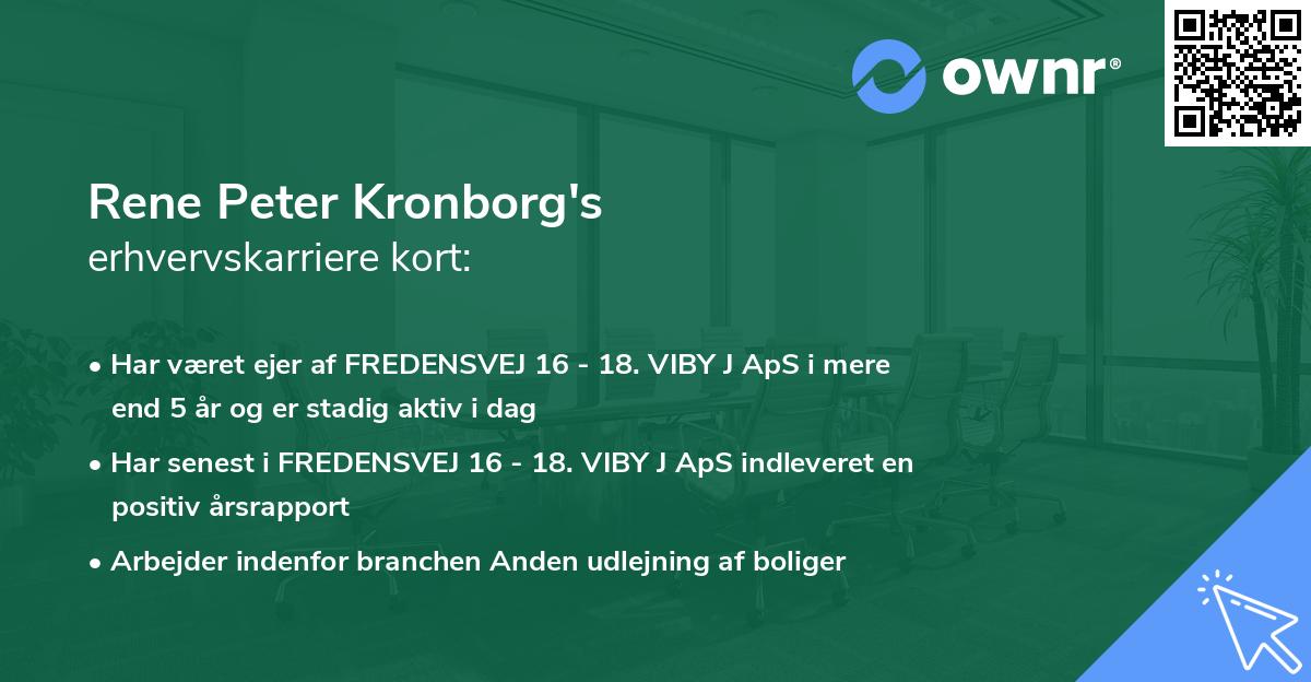 Rene Peter Kronborg's erhvervskarriere kort