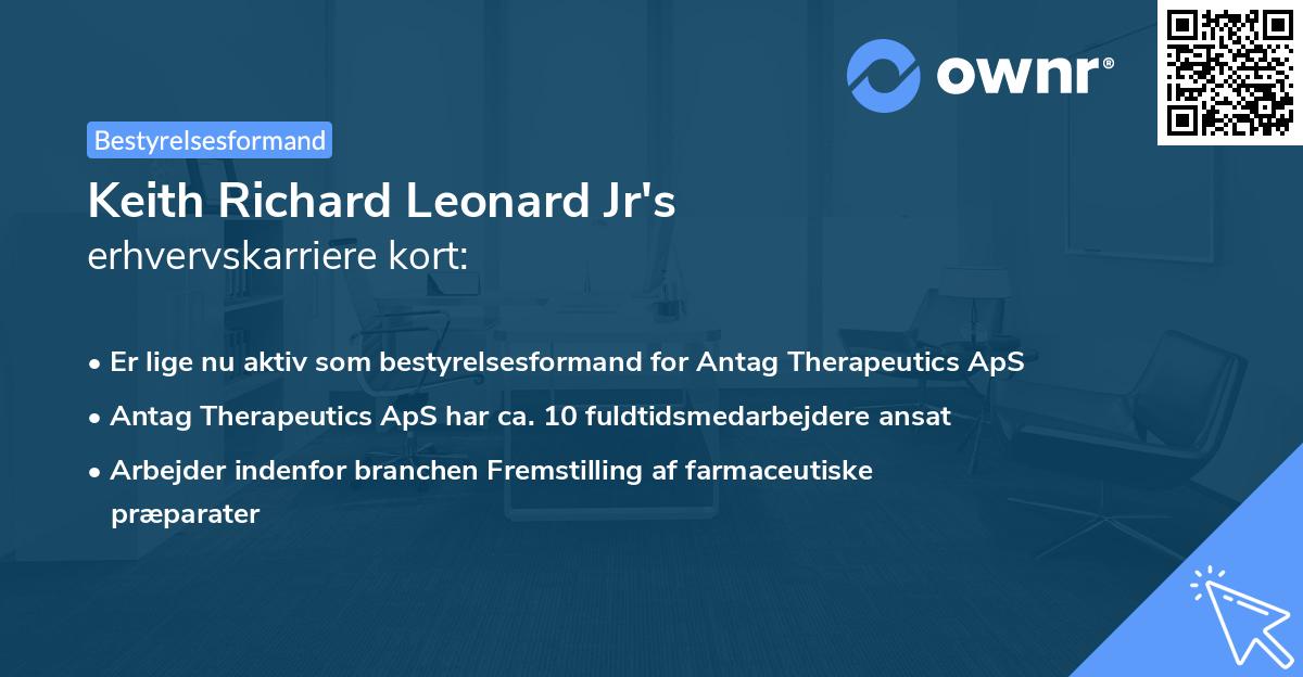 Keith Richard Leonard Jr's erhvervskarriere kort