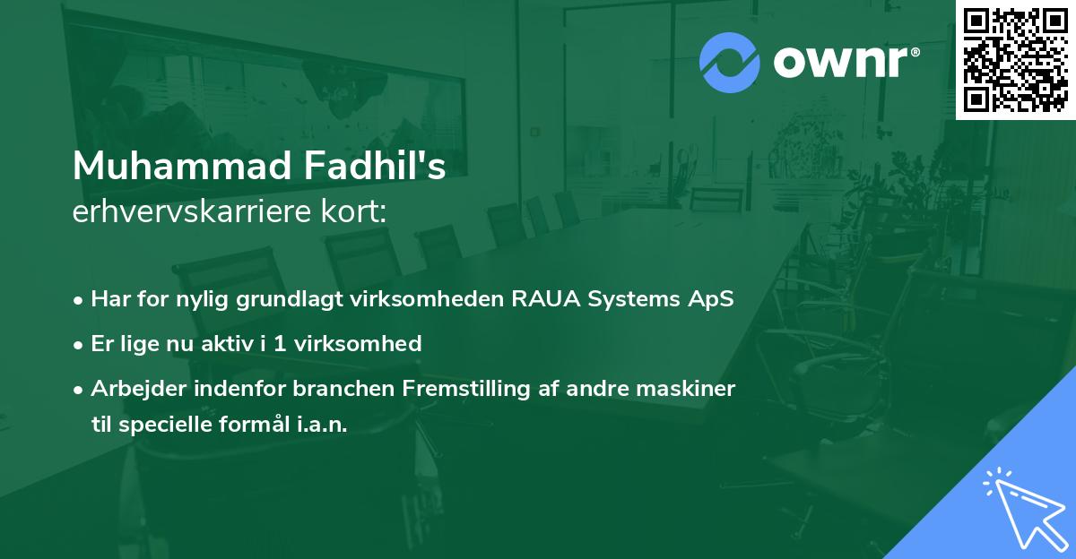 Muhammad Fadhil's erhvervskarriere kort
