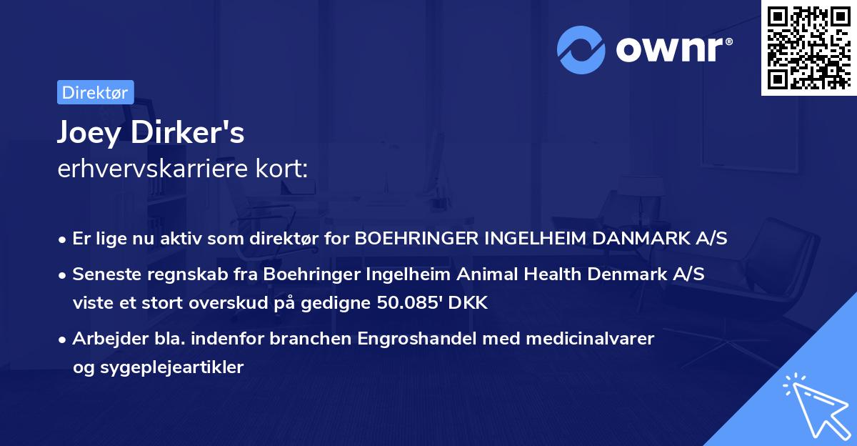 Joey Dirker's erhvervskarriere kort