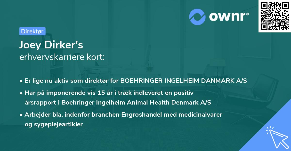 Joey Dirker's erhvervskarriere kort
