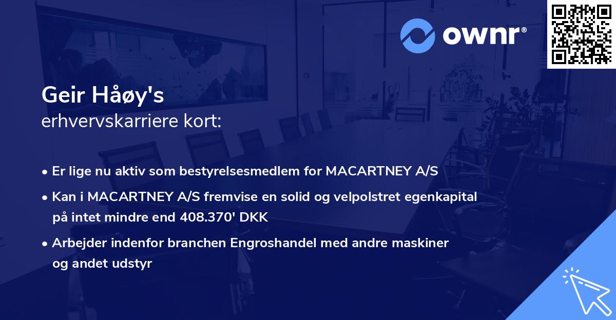Geir Håøy's erhvervskarriere kort
