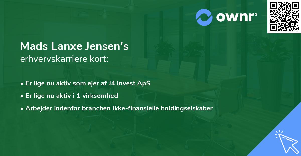 Mads Lanxe Jensen's erhvervskarriere kort
