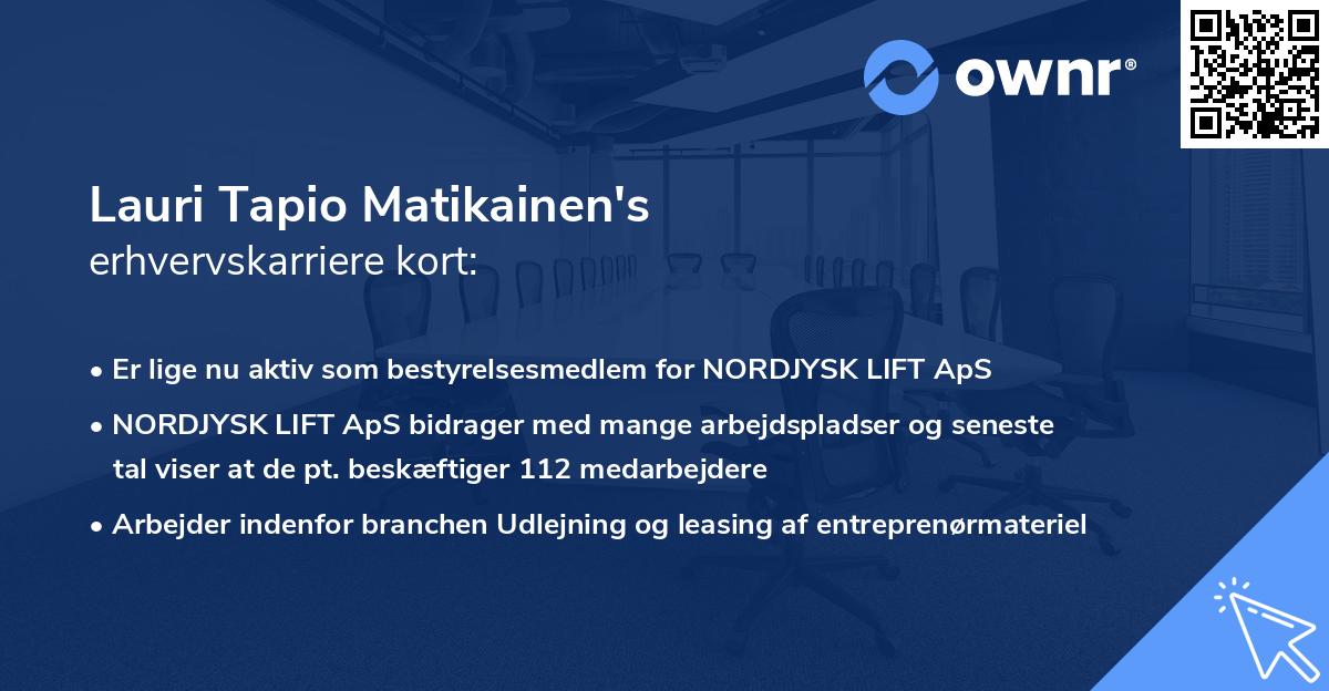 Lauri Tapio Matikainen's erhvervskarriere kort