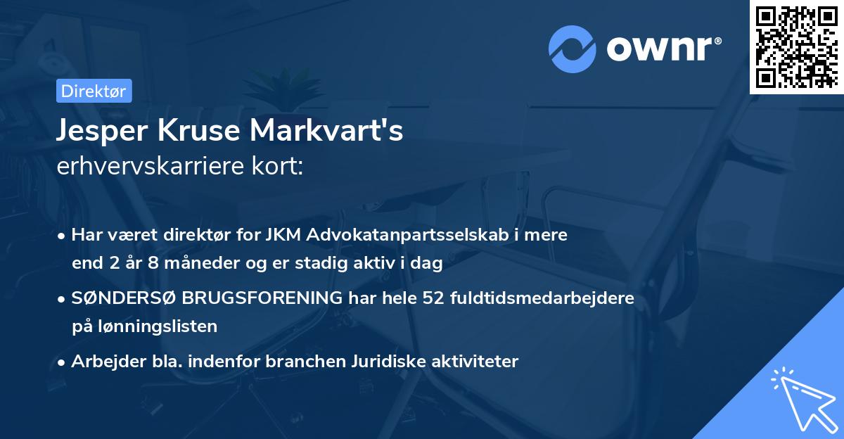 Jesper Kruse Markvart's erhvervskarriere kort