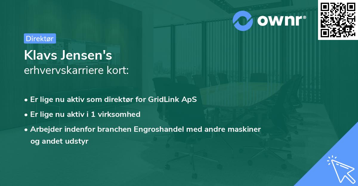 Klavs Jensen's erhvervskarriere kort