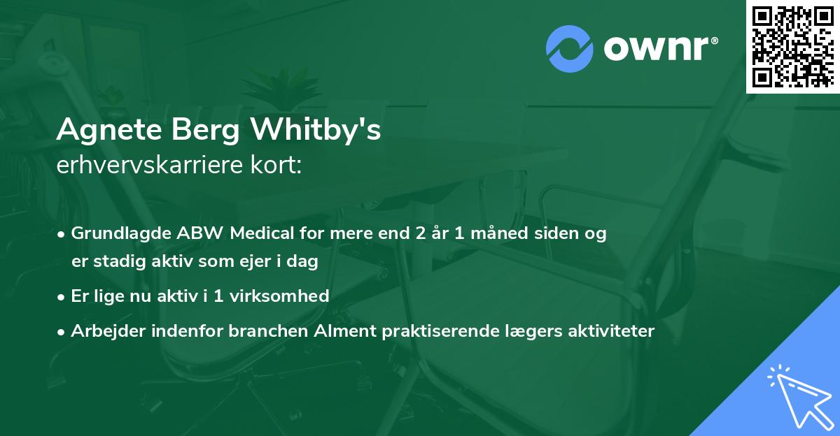 Agnete Berg Whitby's erhvervskarriere kort