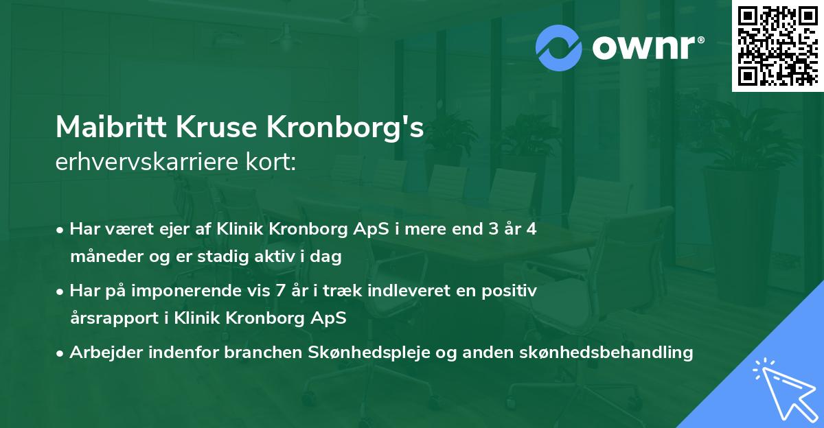 Maibritt Kruse Kronborg's erhvervskarriere kort