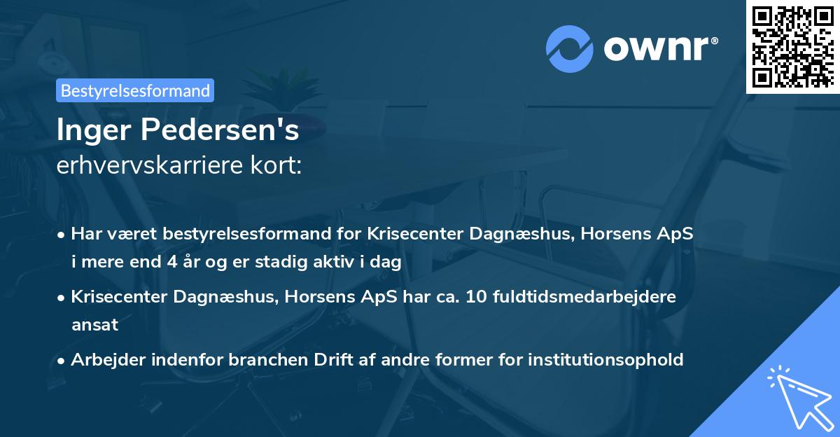 Inger Pedersen's erhvervskarriere kort