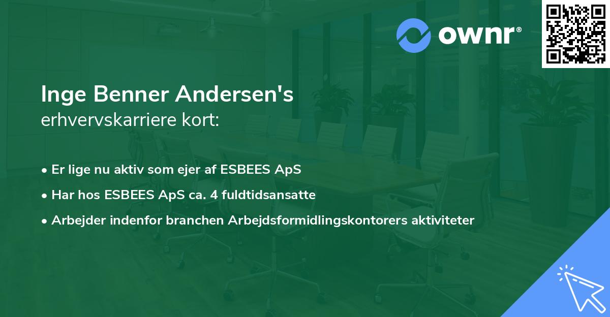 Inge Benner Andersen's erhvervskarriere kort
