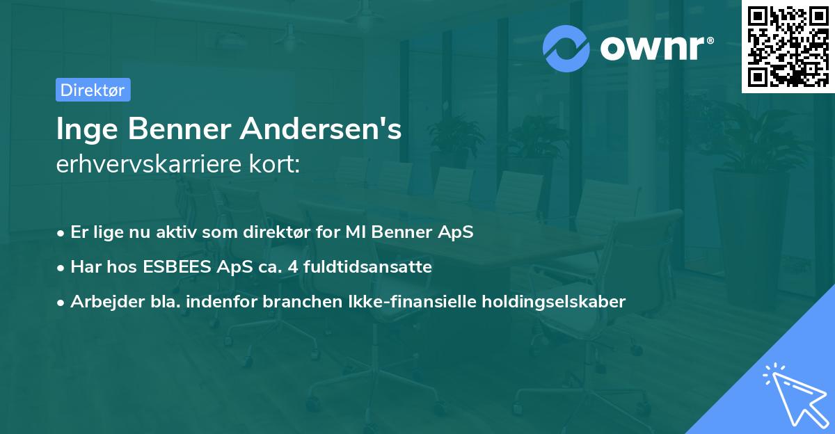Inge Benner Andersen's erhvervskarriere kort