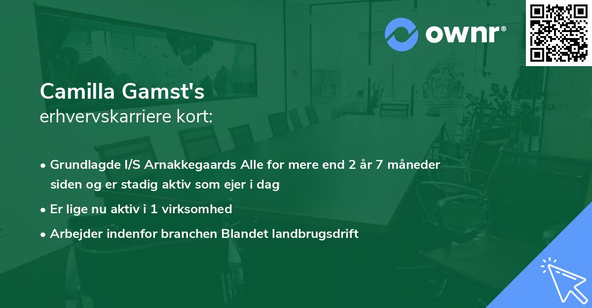 Camilla Gamst's erhvervskarriere kort
