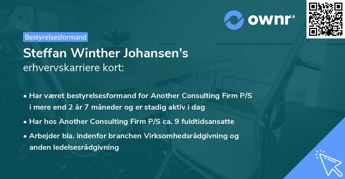 Steffan Winther Johansen's erhvervskarriere kort