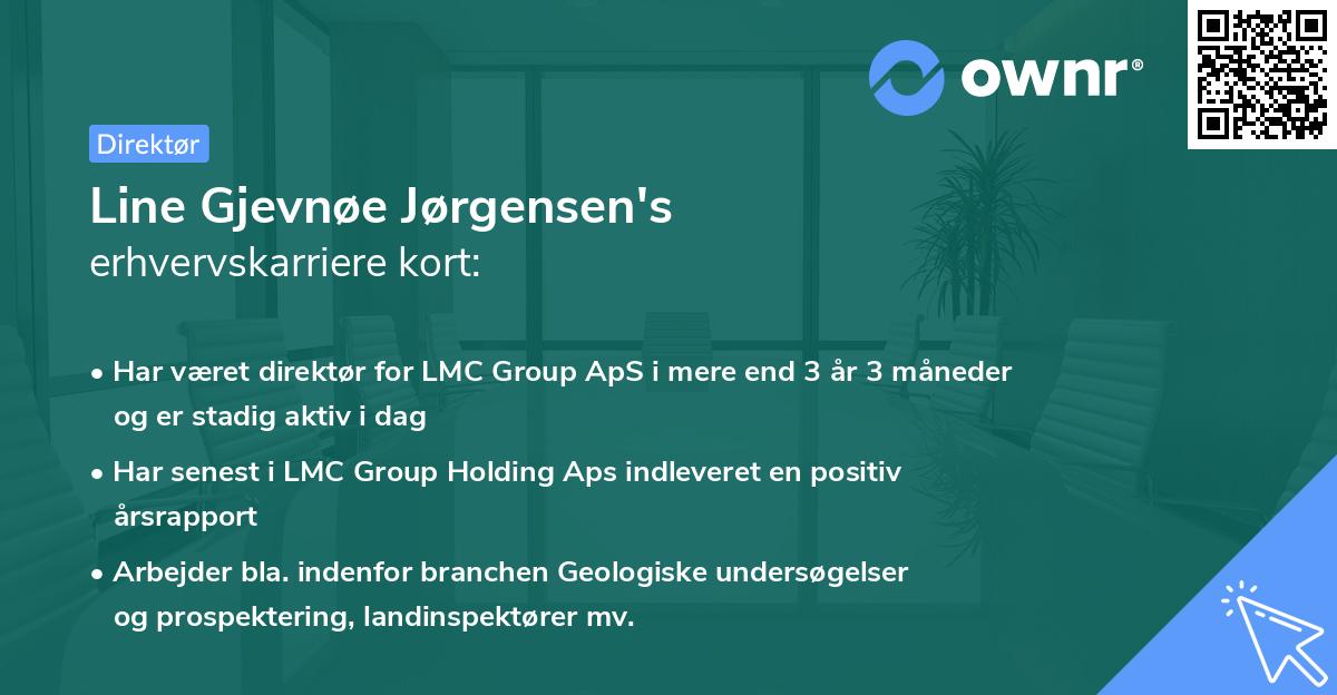 Line Gjevnøe Jørgensen's erhvervskarriere kort