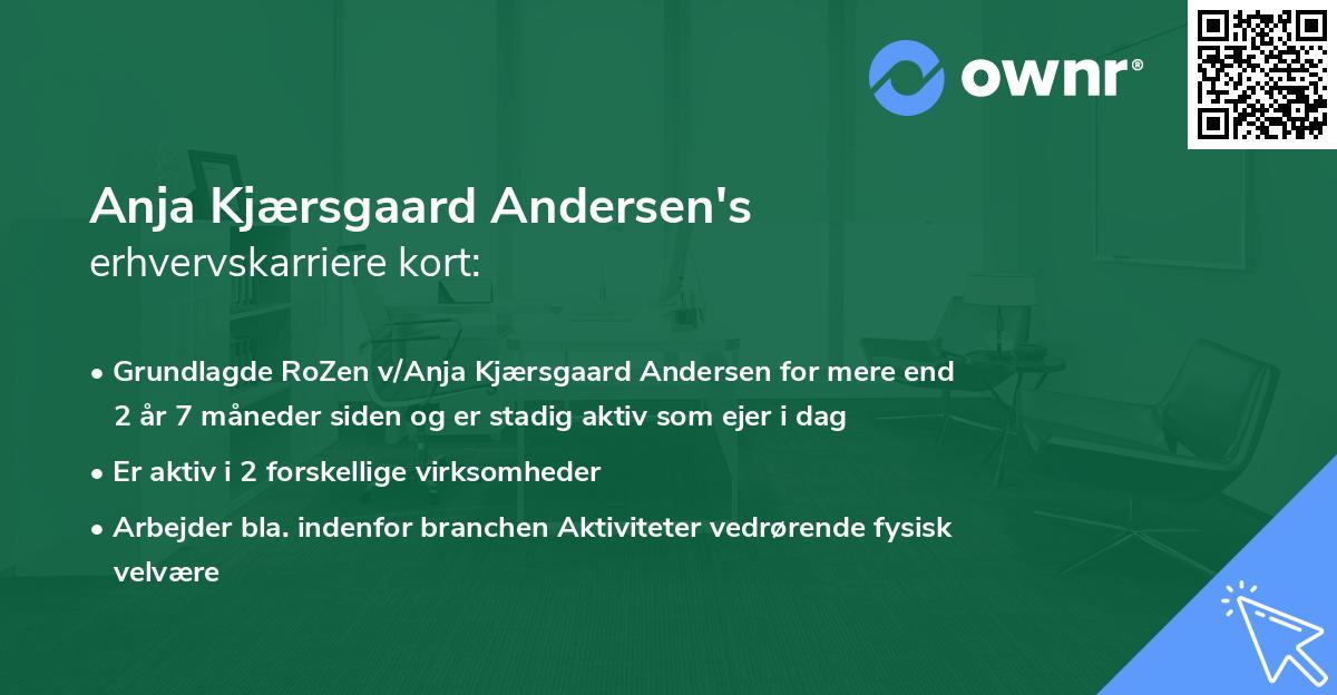 Anja Kjærsgaard Andersen's erhvervskarriere kort