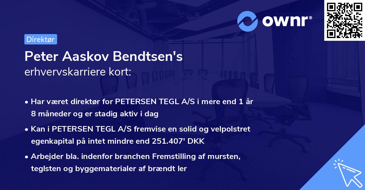 Peter Aaskov Bendtsen's erhvervskarriere kort
