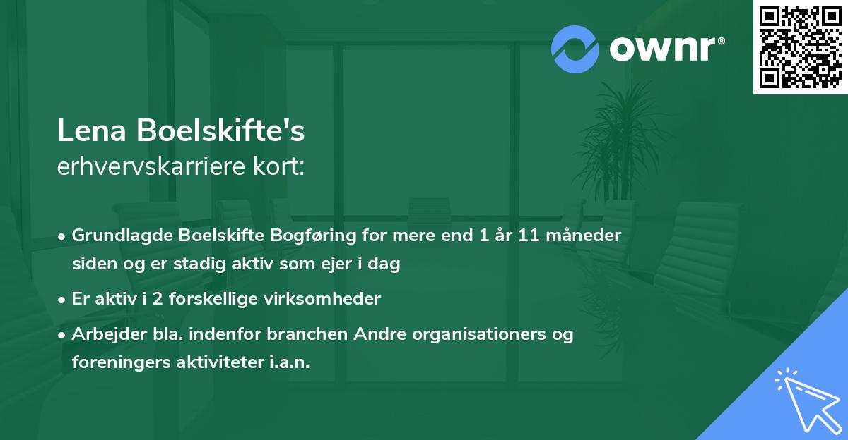 Lena Boelskifte's erhvervskarriere kort