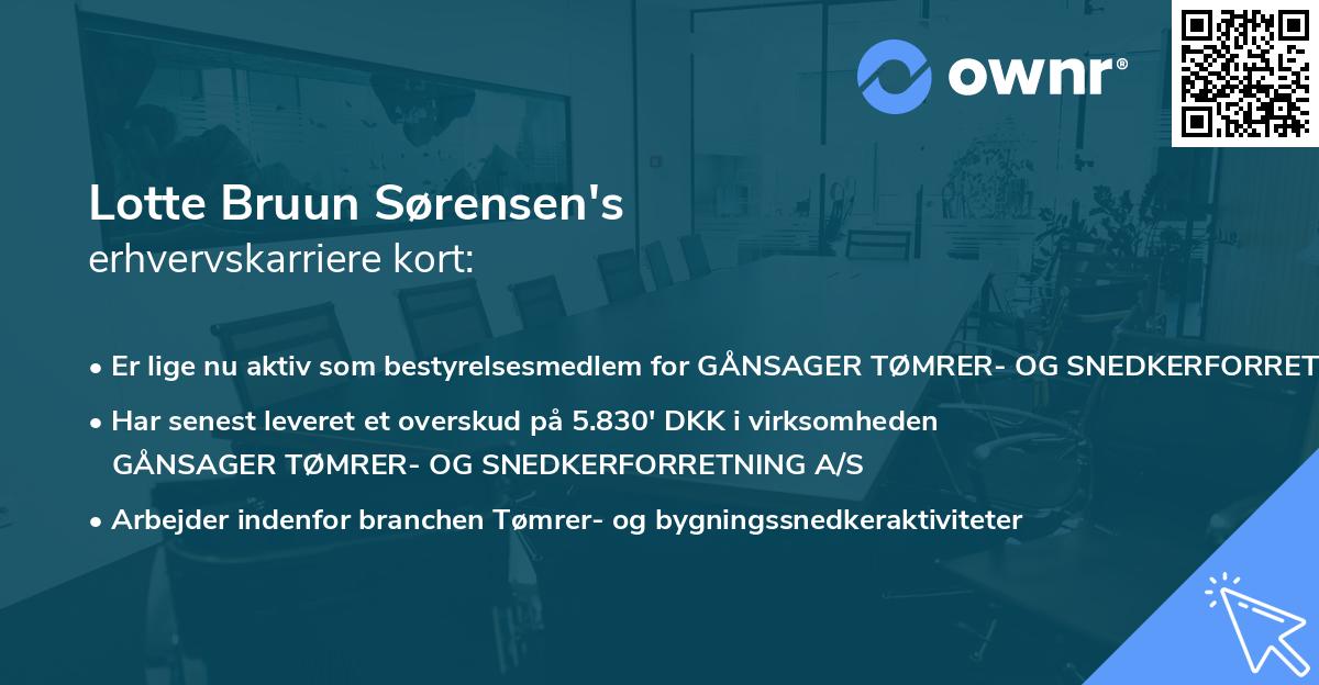 Lotte Bruun Sørensen's erhvervskarriere kort