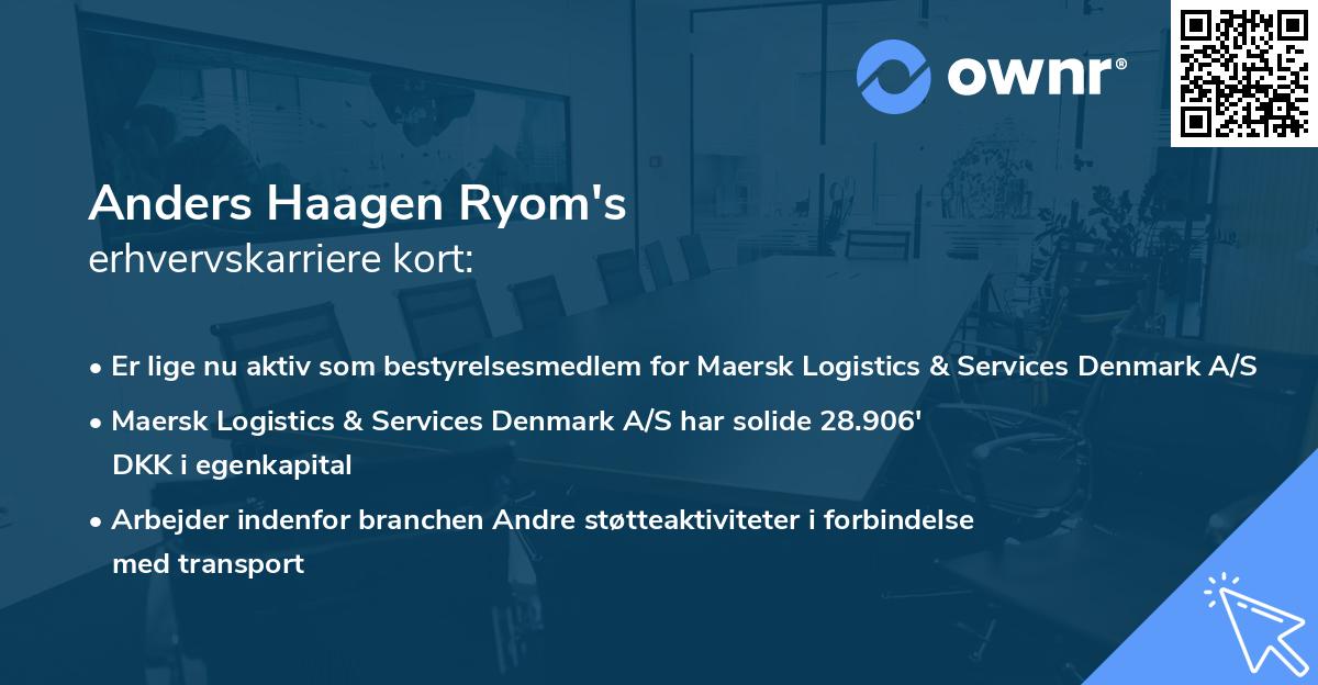 Anders Haagen Ryom's erhvervskarriere kort