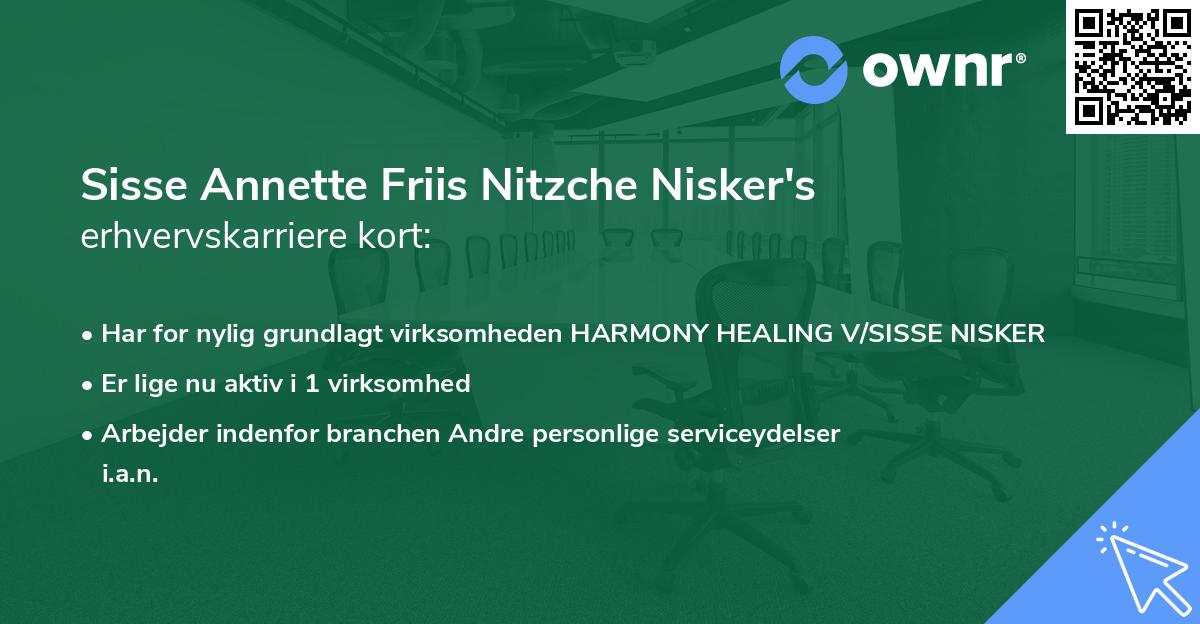 Sisse Annette Friis Nitzche Nisker's erhvervskarriere kort