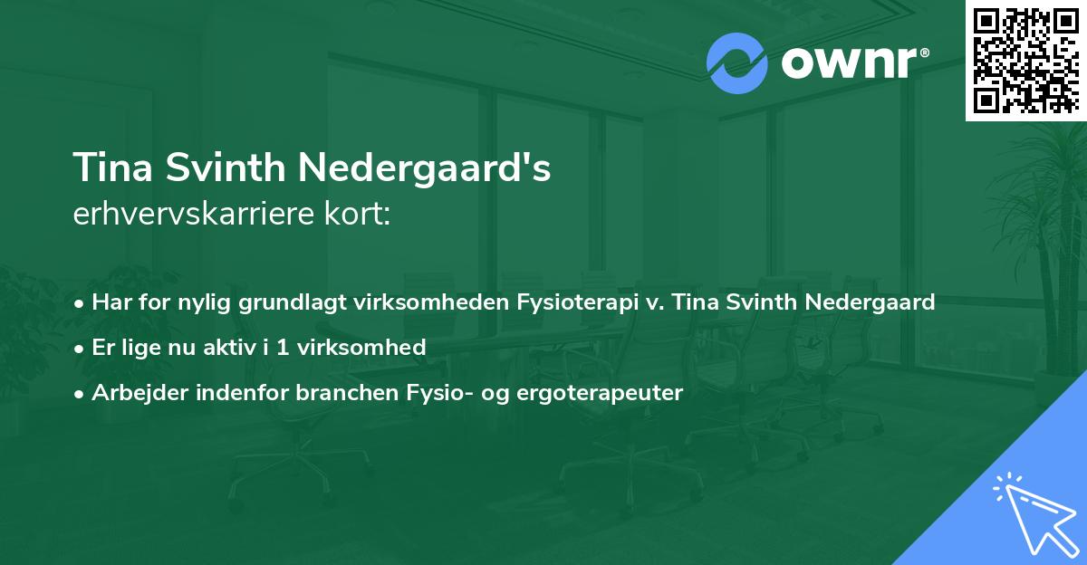 Tina Svinth Nedergaard's erhvervskarriere kort