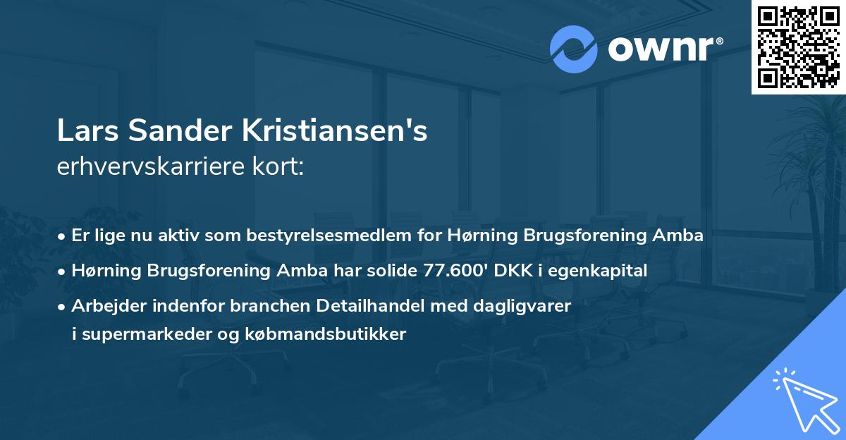 Lars Sander Kristiansen's erhvervskarriere kort