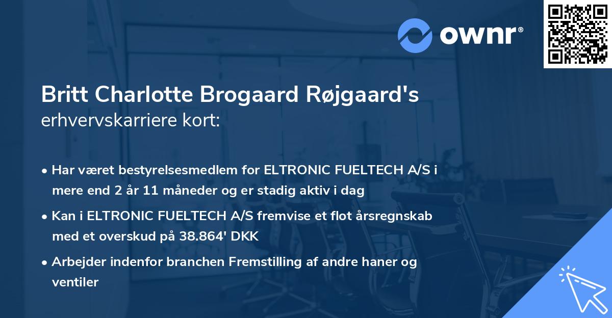 Britt Charlotte Brogaard Røjgaard's erhvervskarriere kort