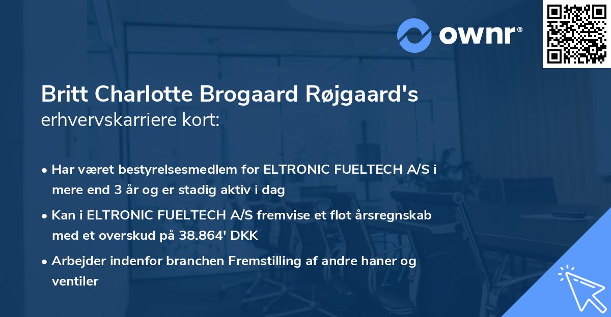 Britt Charlotte Brogaard Røjgaard's erhvervskarriere kort