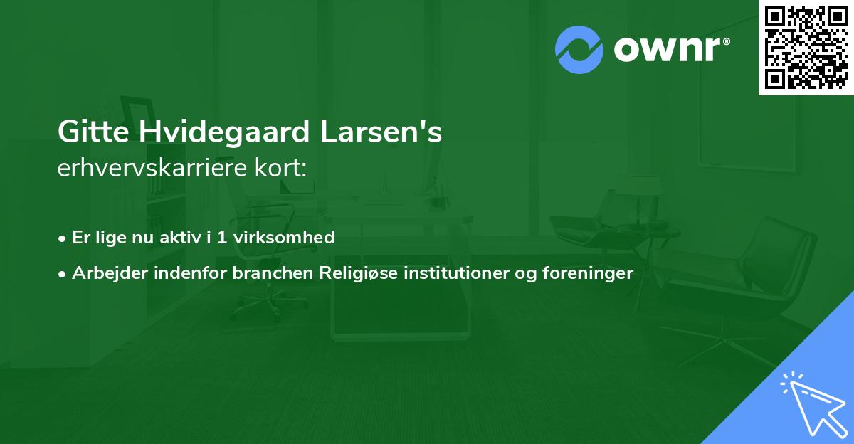 Gitte Hvidegaard Larsen's erhvervskarriere kort