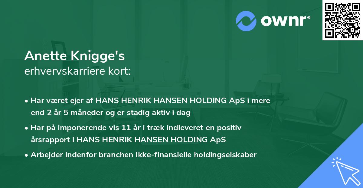 Anette Knigge's erhvervskarriere kort