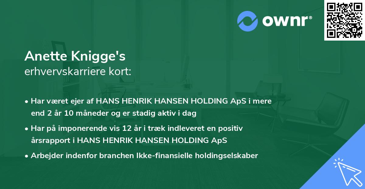 Anette Knigge's erhvervskarriere kort