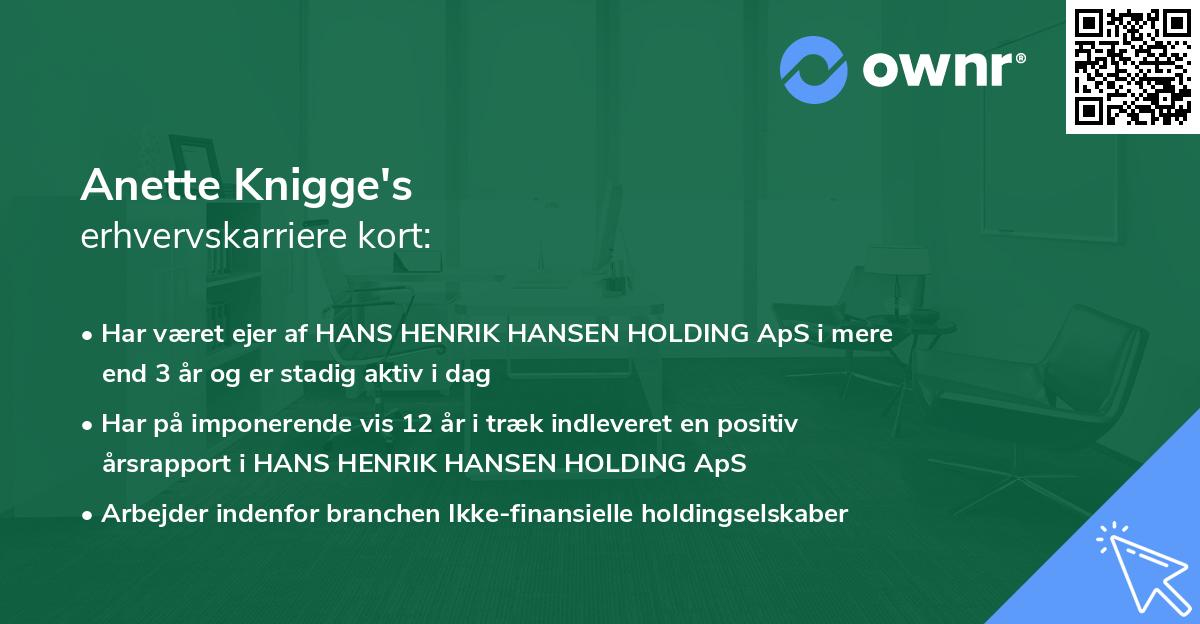 Anette Knigge's erhvervskarriere kort