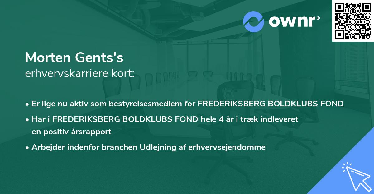 Morten Gents's erhvervskarriere kort