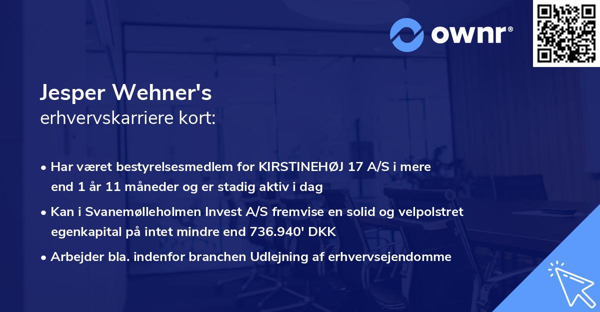 Jesper Wehner's erhvervskarriere kort
